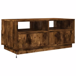 vidaXL Coffee Table with LED Lights Hallway Accent End Table Side Sofa Table - smoked oak, 90 x 49 x 40 cm - Additional view 6