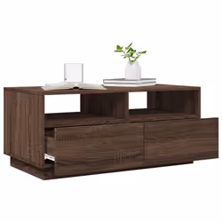 vidaXL Coffee Table with LED Lights Hallway Accent End Table Side Sofa Table - brown oak, 90 x 49 x 40 cm - Additional view 4