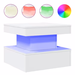 vidaXL Coffee Table with LED Lights Hallway Accent End Table Side Sofa Table - white, 50 x 50 x 40 cm