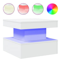 vidaXL Coffee Table with LED Lights Hallway Accent End Table Side Sofa Table - white, 50 x 50 x 40 cm