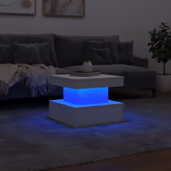 vidaXL Coffee Table with LED Lights Hallway Accent End Table Side Sofa Table - white, 50 x 50 x 40 cm - Additional view 4