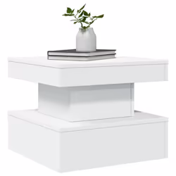 vidaXL Coffee Table with LED Lights Hallway Accent End Table Side Sofa Table - white, 50 x 50 x 40 cm - Additional view 5