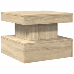 vidaXL Coffee Table with LED Lights Hallway Accent End Table Side Sofa Table - sonoma oak, 50 x 50 x 40 cm - Additional view 2