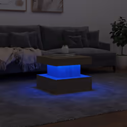 vidaXL Coffee Table with LED Lights Hallway Accent End Table Side Sofa Table - sonoma oak, 50 x 50 x 40 cm - Additional view 4