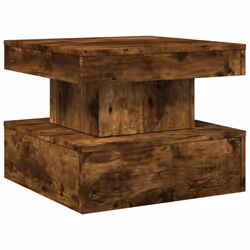 vidaXL Coffee Table with LED Lights Hallway Accent End Table Side Sofa Table - smoked oak, 50 x 50 x 40 cm - Additional view 2