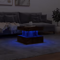 vidaXL Coffee Table with LED Lights Hallway Accent End Table Side Sofa Table - smoked oak, 50 x 50 x 40 cm - Additional view 4