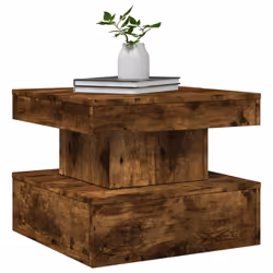 vidaXL Coffee Table with LED Lights Hallway Accent End Table Side Sofa Table - smoked oak, 50 x 50 x 40 cm - Additional view 5