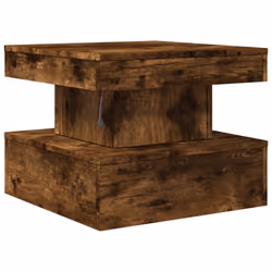 vidaXL Coffee Table with LED Lights Hallway Accent End Table Side Sofa Table - smoked oak, 50 x 50 x 40 cm - Additional view 8