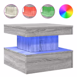 vidaXL Coffee Table with LED Lights End Table Side Tea Sofa Table Grey Sonoma