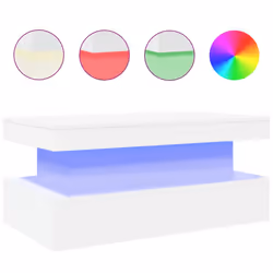 vidaXL Coffee Table with LED Lights Hallway Accent End Table Side Sofa Table - white, 90 x 50 x 40 cm