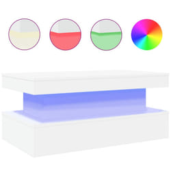 vidaXL Coffee Table with LED Lights Hallway Accent End Table Side Sofa Table - white, 90 x 50 x 40 cm