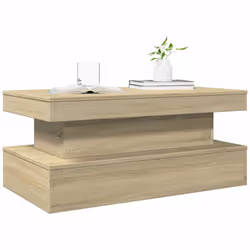 vidaXL Coffee Table with LED Lights Hallway Accent End Table Side Sofa Table - sonoma oak, 90 x 50 x 40 cm - Additional view 5