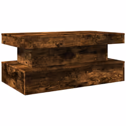 vidaXL Coffee Table with LED Lights Hallway Accent End Table Side Sofa Table - smoked oak, 90 x 50 x 40 cm - Additional view 2