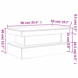 vidaXL Coffee Table with LED Lights Hallway Accent End Table Side Sofa Table - smoked oak, 90 x 50 x 40 cm - Additional view 3