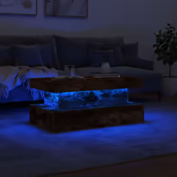 vidaXL Coffee Table with LED Lights Hallway Accent End Table Side Sofa Table - smoked oak, 90 x 50 x 40 cm - Additional view 4
