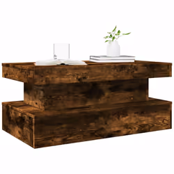 vidaXL Coffee Table with LED Lights Hallway Accent End Table Side Sofa Table - smoked oak, 90 x 50 x 40 cm - Additional view 5