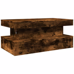 vidaXL Coffee Table with LED Lights Hallway Accent End Table Side Sofa Table - smoked oak, 90 x 50 x 40 cm - Additional view 8