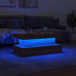 vidaXL Coffee Table with LED Lights Hallway Accent End Table Side Sofa Table - brown oak, 90 x 50 x 40 cm - Additional view 4