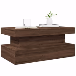 vidaXL Coffee Table with LED Lights Hallway Accent End Table Side Sofa Table - brown oak, 90 x 50 x 40 cm - Additional view 5