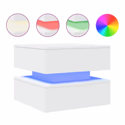 vidaXL Coffee Table with LED Lights Hall End Table Side Tea Sofa Table White