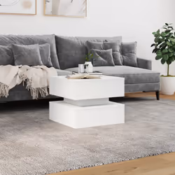 vidaXL Coffee Table with LED Lights Hall End Table Side Tea Sofa Table White