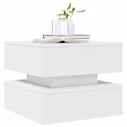 vidaXL Coffee Table with LED Lights Hall End Table Side Tea Sofa Table White - Additional view 4