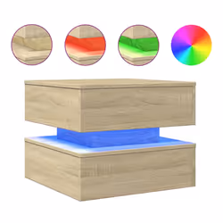 vidaXL Coffee Table with LED Lights End Table Side Tea Sofa Table Sonoma Oak