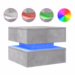 vidaXL Coffee Table with LED Lights End Table Side Sofa Table Concrete Grey