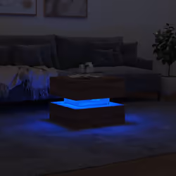 vidaXL Coffee Table with LED Lights End Table Side Tea Sofa Table Brown Oak - Additional view 4