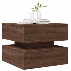 vidaXL Coffee Table with LED Lights End Table Side Tea Sofa Table Brown Oak - Additional view 5