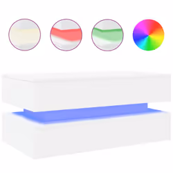 vidaXL Coffee Table with LED Lights End Table Tea Side Sofa Table Sonoma Oak - white