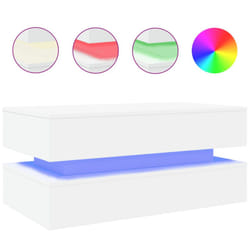 vidaXL Coffee Table with LED Lights End Table Tea Side Sofa Table Sonoma Oak - white
