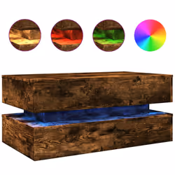 vidaXL Coffee Table with LED Lights Hallway End Table Sofa Table Smoked Oak