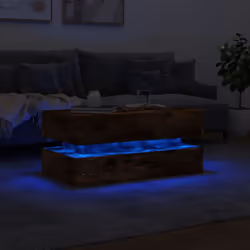 vidaXL Coffee Table with LED Lights Hallway End Table Sofa Table Smoked Oak - Additional view 4