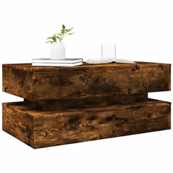 vidaXL Coffee Table with LED Lights Hallway End Table Sofa Table Smoked Oak - Additional view 5