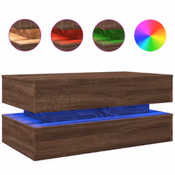 vidaXL Coffee Table with LED Lights End Table Tea Side Sofa Table Sonoma Oak - brown oak