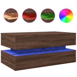 vidaXL Coffee Table with LED Lights End Table Tea Side Sofa Table Sonoma Oak - brown oak