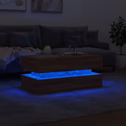 vidaXL Coffee Table with LED Lights End Table Tea Side Sofa Table Sonoma Oak - brown oak - Additional view 4