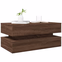 vidaXL Coffee Table with LED Lights End Table Tea Side Sofa Table Sonoma Oak - brown oak - Additional view 5