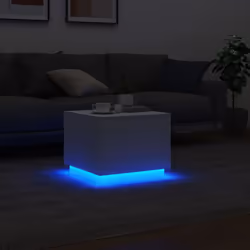 vidaXL Coffee Table with LED Lights Hall End Table Side Tea Sofa Table White - Additional view 4