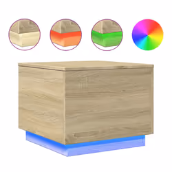 vidaXL Coffee Table with LED Lights End Table Side Tea Sofa Table Sonoma Oak