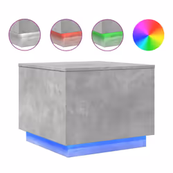 vidaXL Coffee Table with LED Lights End Table Side Sofa Table Concrete Grey