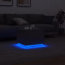 vidaXL Coffee Table with LED Lights End Table Side Sofa Table Concrete Grey