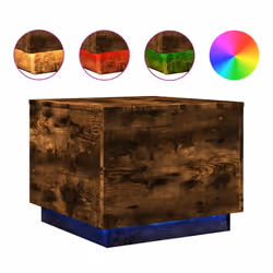 vidaXL Coffee Table with LED Lights End Table Side Tea Sofa Table Smoked Oak