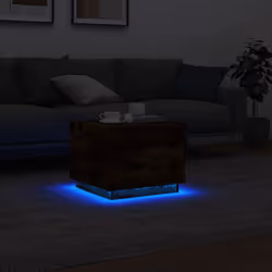 vidaXL Coffee Table with LED Lights End Table Side Tea Sofa Table Smoked Oak - Additional view 4