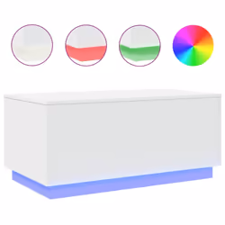 vidaXL Coffee Table with LED Lights Hall End Table Side Tea Sofa Table White