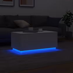 vidaXL Coffee Table with LED Lights Hall End Table Side Tea Sofa Table White - Additional view 4