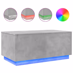 vidaXL Coffee Table with LED Lights End Table Side Sofa Table Concrete Grey