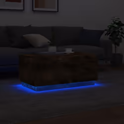 vidaXL Coffee Table with LED Lights End Table Side Tea Sofa Table Smoked Oak - Additional view 4