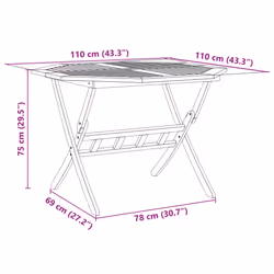 vidaXL Folding Garden Table Outdoor Table Patio Dining Table Solid Wood Acacia - Additional view 10
